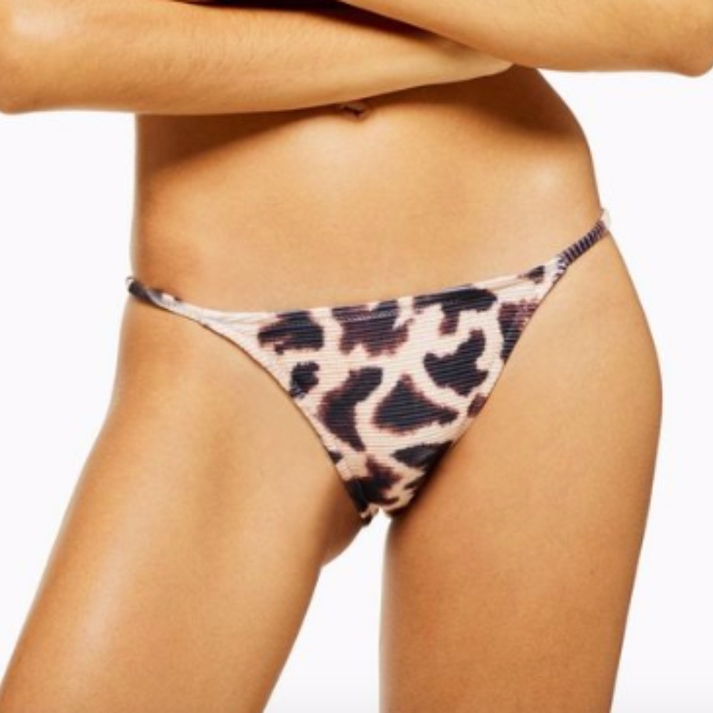 TOPSHOP Giraffe Print Ribbed Tanga Bottom